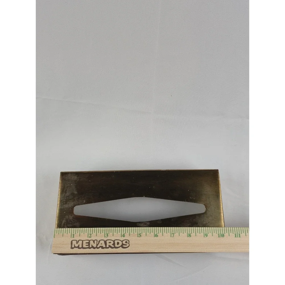 Vintage Brass Tone Metal Tissue Box Cover Heavy MCM Hollywood Regency Decor gift